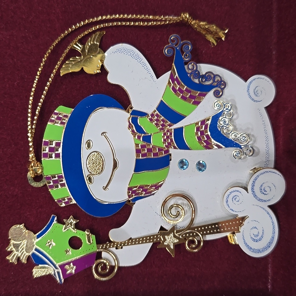Baldwin Brass 24kt Gold Snippety‎ Snowman Ornament Christmas Holiday - Picture 15 of 15